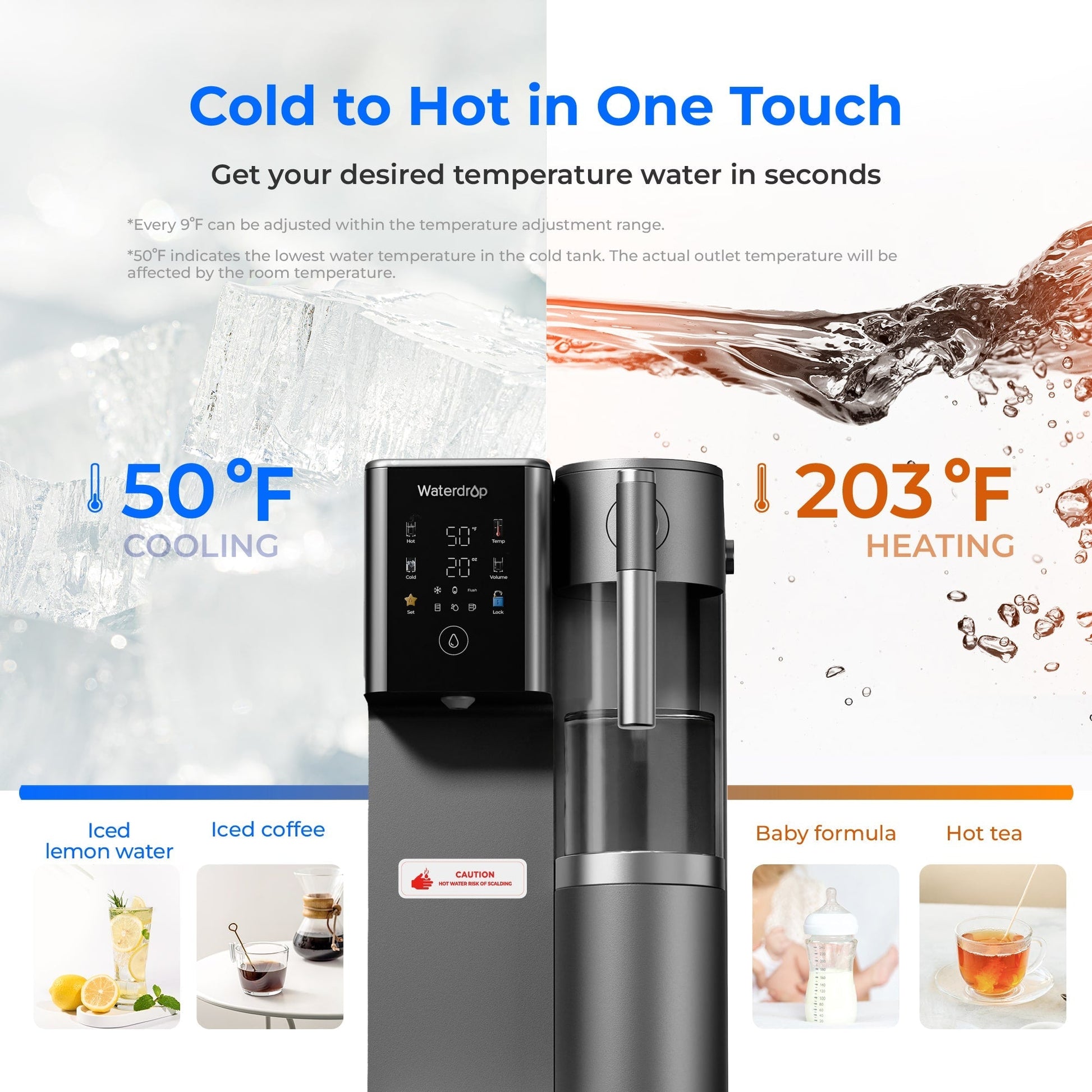 Waterdrop Reverse Osmosis Hot Cold Water Dispenser, A2