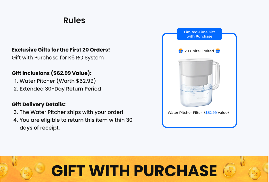 Waterdrop Instant Hot Water Dispenser, Reverse Osmosis System, K6