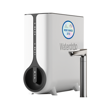 Waterdrop water filter on a white background