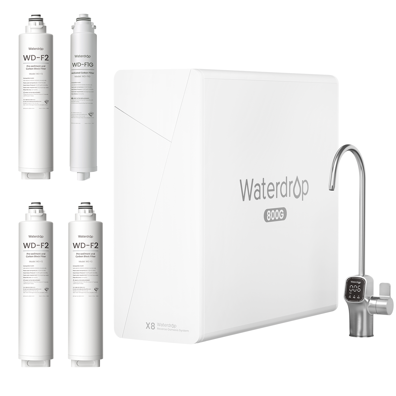 Waterdrop X8 RO System with 2-Year Replacement Filter Combo